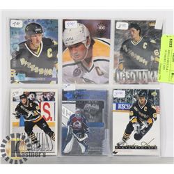 LOT OF 5 MARIO LEMIEUX & 1 PATRICK ROY INSERT CARD