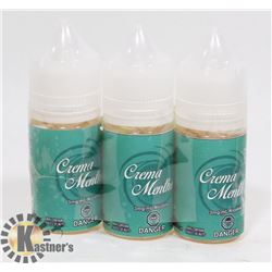 3 BOTTLES OF CREMA MENTHA  3MG NICOTINE 30ML PER
