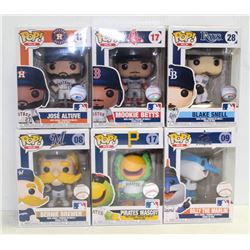 LOT OF 6 ASSORTED FUNKO POPS: MLB VARIETY PACK-