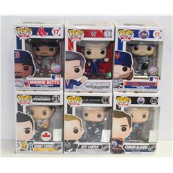 LOT OF 6 ASSORTED FUNKO POPS:SPORTS VARIETY PACK-