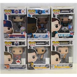 LOT OF 6 ASSORTED FUNKO POPS:SPORTS VARIETY PACK-