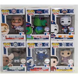 LOT OF 6 ASSORTED FUNKO POPS: MLB MASCOTS VARIETY