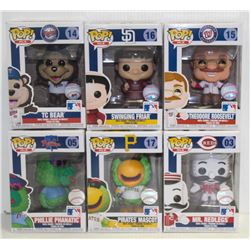 LOT OF 6 ASSORTED FUNKO POPS: MLB MASCOTS VARIETY
