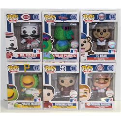 LOT OF 6 ASSORTED FUNKO POPS: MLB MASCOTS VARIETY
