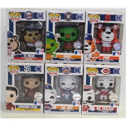 LOT OF 6 ASSORTED FUNKO POPS: MLB MASCOTS VARIETY