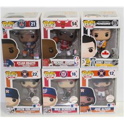 LOT OF 6 ASSORTED FUNKO POPS: SPORTS VARIETY PACK-