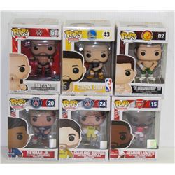 LOT OF 6 ASSORTED FUNKO POPS: SPORTS VARIETY PACK-