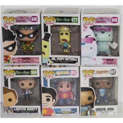 LOT OF 6 ASSORTED FUNKO POPS: MIXED VARIETY PACK-