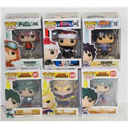 LOT OF 6 ASSORTED FUNKO POPS: MIXED ANIMATION