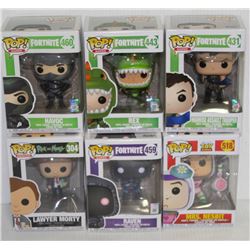 LOT OF 6 ASSORTED FUNKO POPS: MIXED VARIETY PACK-