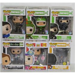 LOT OF 6 ASSORTED FUNKO POPS: MIXED VARIETY PACK-