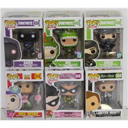 LOT OF 6 ASSORTED FUNKO POPS: MIXED VARIETY PACK-