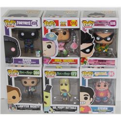 LOT OF 6 ASSORTED FUNKO POPS: MIXED VARIETY PACK-