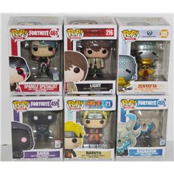 LOT OF 6 ASSORTED FUNKO POPS: MIXED VARIETY PACK-