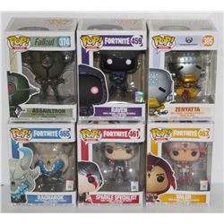 LOT OF 6 ASSORTED FUNKO POPS: MIXED GAMES PACK-