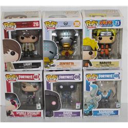 LOT OF 6 ASSORTED FUNKO POPS: MIXED VARIETY PACK-