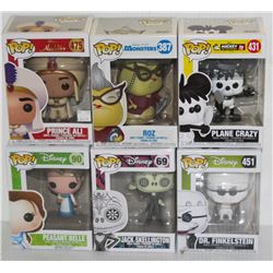 LOT OF 6 ASSORTED FUNKO POPS: MIXED DISNEY PACK-