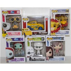 LOT OF 6 ASSORTED FUNKO POPS: MIXED DISNEY PACK-