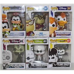 LOT OF 6 ASSORTED FUNKO POPS: MIXED DISNEY PACK-