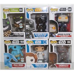 LOT OF 6 ASSORTED FUNKO POPS: MIXED VARIETY PACK