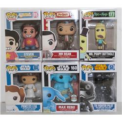 LOT OF 6 ASSORTED FUNKO POPS: MIXED VARIETY PACK-