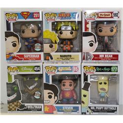 LOT OF 6 ASSORTED FUNKO POPS: MIXED VARIETY PACK-