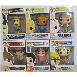 LOT OF 6 ASSORTED FUNKO POPS: MIXED VARIETY PACK-