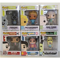 LOT OF 6 ASSORTED FUNKO POPS: MIXED VARIETY PACK-