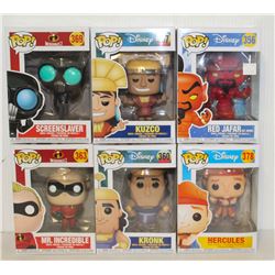 LOT OF 6 ASSORTED FUNKO POPS: MIXED DISNEY PACK-