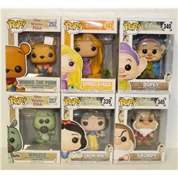 LOT OF 6 ASSORTED FUNKO POPS: MIXED DISNEY PACK-