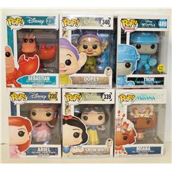 LOT OF 6 ASSORTED FUNKO POPS: MIXED DISNEY PACK-