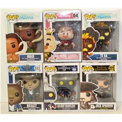 LOT OF 6 ASSORTED FUNKO POPS: MIXED DISNEY PACK-