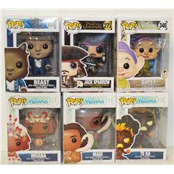 LOT OF 6 ASSORTED FUNKO POPS: MIXED DISNEY PACK-