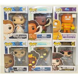 LOT OF 6 ASSORTED FUNKO POPS: MIXED DISNEY PACK-