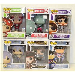 LOT OF 6 ASSORTED FUNKO POPS: MIXED VARIETY PACK-