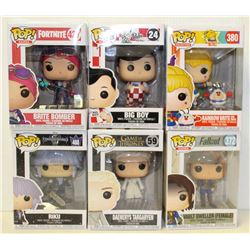 LOT OF 6 ASSORTED FUNKO POPS: MIXED VARIETY PACK-