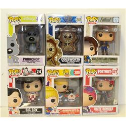 LOT OF 6 ASSORTED FUNKO POPS: MIXED VARIETY PACK-