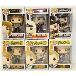 LOT OF 6 ASSORTED FUNKO POPS: MIXED ROCK PACK-
