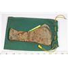 Image 1 : 1700S FUR TRADE AXE HEAD WITH ANTIQUE MONEY BAG