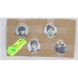 4 BEATLES  COINS IN PLASTIC CASES