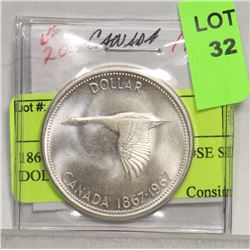 1867 - 1967 CANADA GOOSE SILVER DOLLAR BU