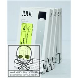 LOT OF 4 JUUL DISPOSABLE STARTER KITS.