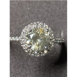 27) 14K WHITE GOLD DIAMOND RING, SIZE 6.5