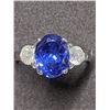 Image 1 : 26) 10K WHITE GOLD TANZANITE & DIAMOND RING