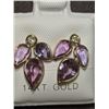 Image 2 : 12) 18K YELLOW GOLD PAIR OF PINK SAPPHIRE &