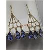 Image 1 : 13) 18K YELLOW GOLD PAIR OF TANZANITE EARRING