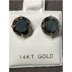 11) 14K WHITE GOLD PAIR OF BLACK DIAMOND EAR