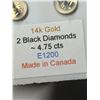 Image 2 : 11) 14K WHITE GOLD PAIR OF BLACK DIAMOND EAR