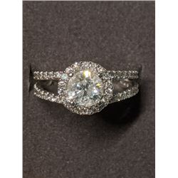 7) 14K WHITE GOLD DIAMOND RING SIZE 7