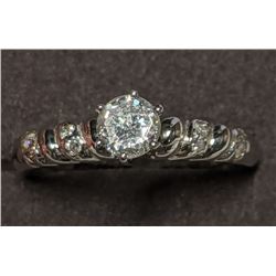 3) 10K WHITE GOLD DIAMOND RING SIZE 6